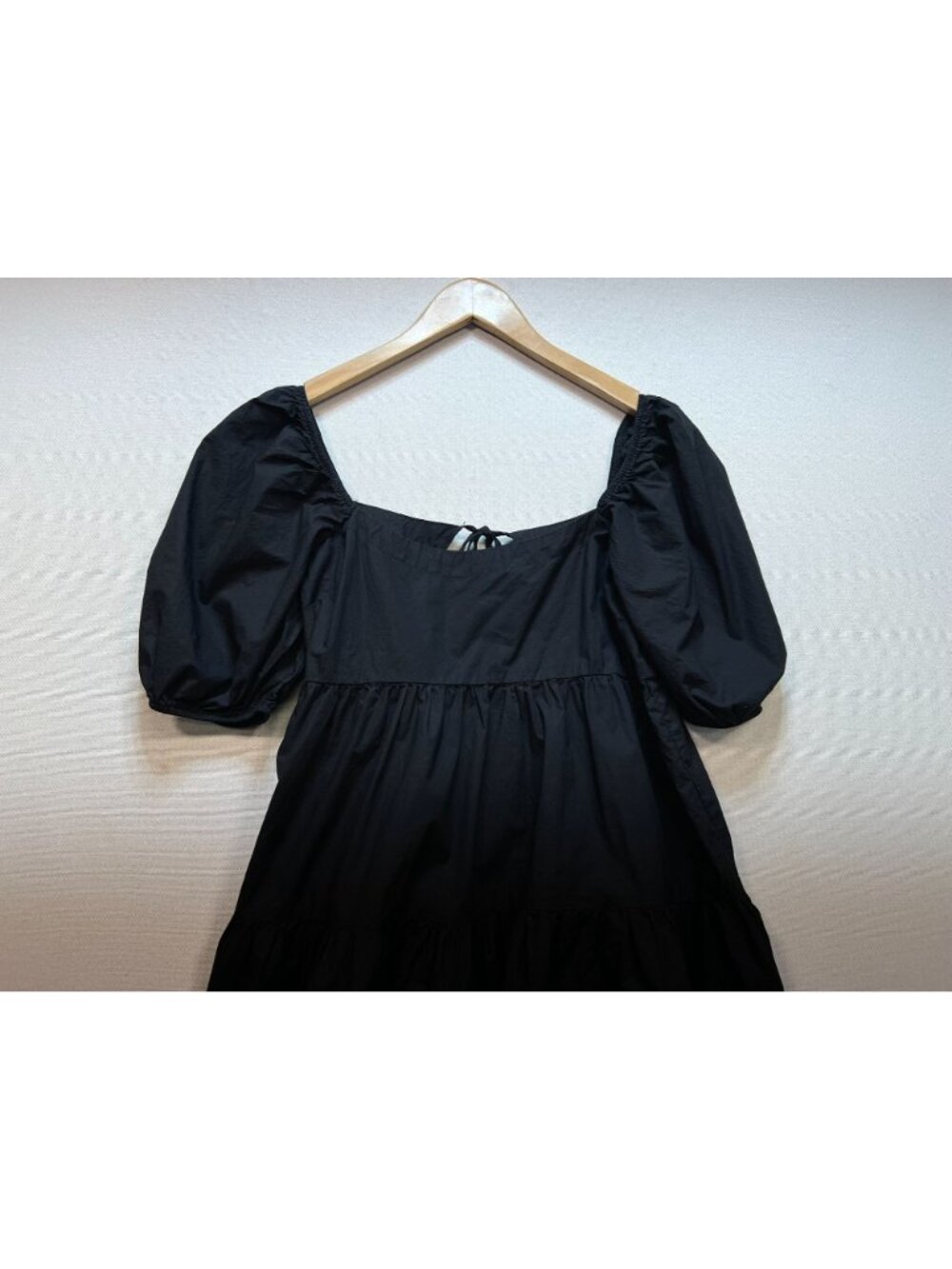 American Eagle Women's Poplin Babydoll Mini Dress Puff Sleeve Size Small Black - Picture 6 of 9